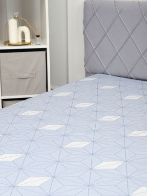 Простыня на резинке поплин Галактика-компаньон серо-голубой