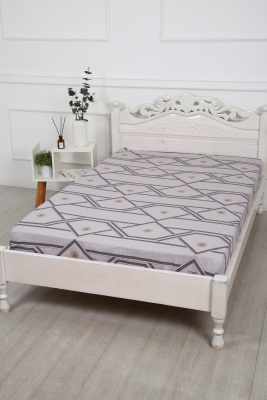 Простыня на резинке поплин Юпитер серо-розовый