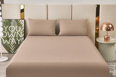 Комплект постельных принадлежностей, простыня на резинке Борт 25 + 2 наволочки 50*70 мокко мокко